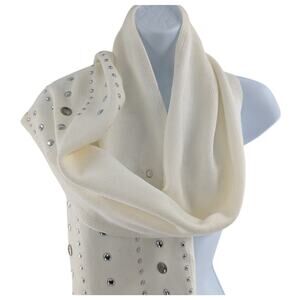 Michael Kors White Knit Studded Scarf Wrap